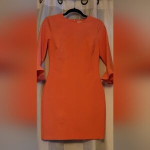 LIKELY pink 3/4 ruffle sleeve mini dress